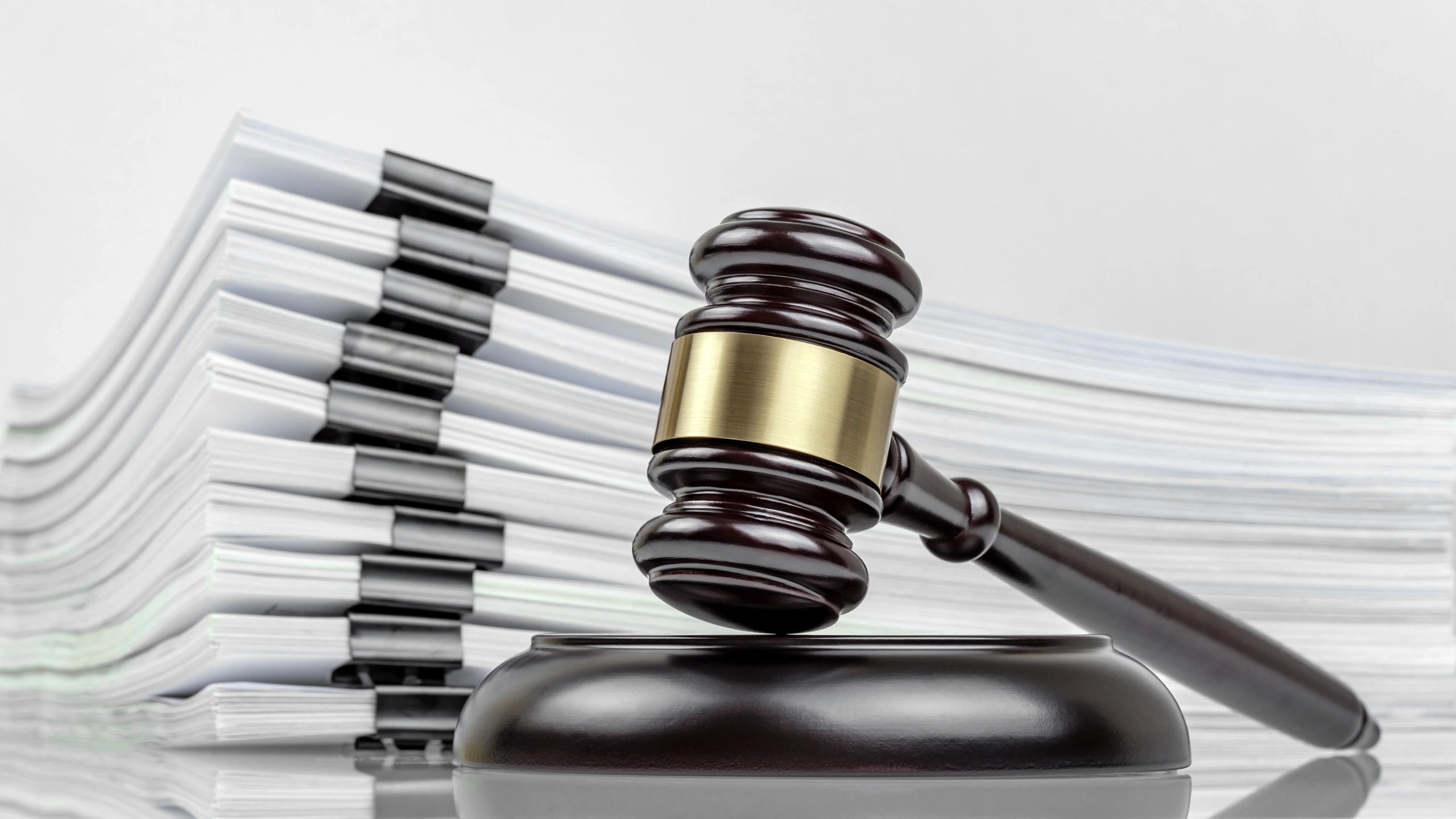 Gavel and legal documents on a desk